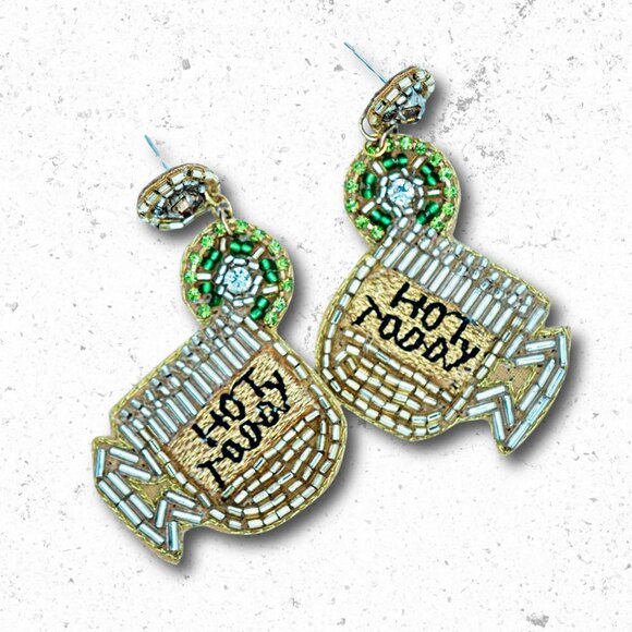 Hot Toddy Mug Glass Seed Beaded Earrings - Picture 4 of 4